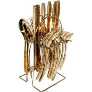 24pcs Cutlery (Forks ,Spoons & Knives) with a Stand - Gold