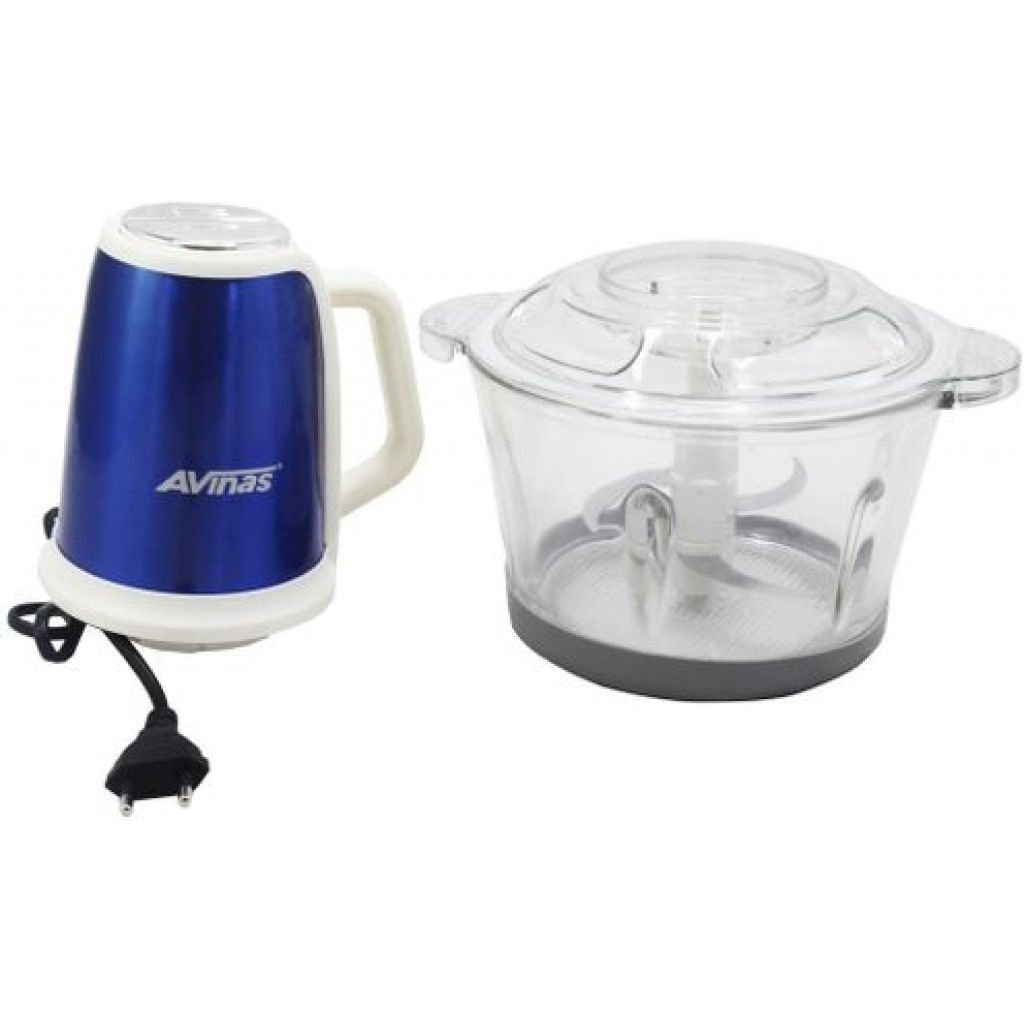 AVINAS 2L Multi-functional Glass Bowl Electric Meat Mincer Chopper Grinder -Blue