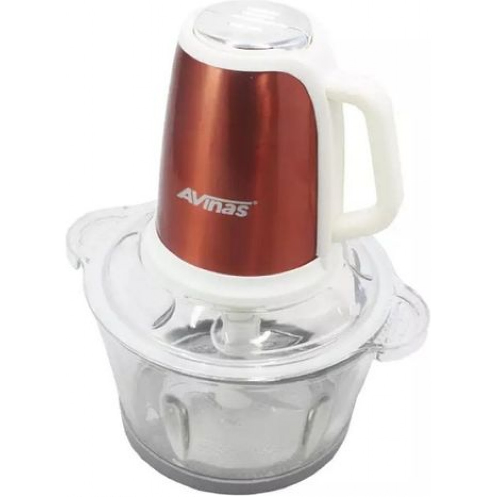 AVINAS 2L Multi-functional Glass Bowl Electric Meat Mincer Chopper Grinder -Brown