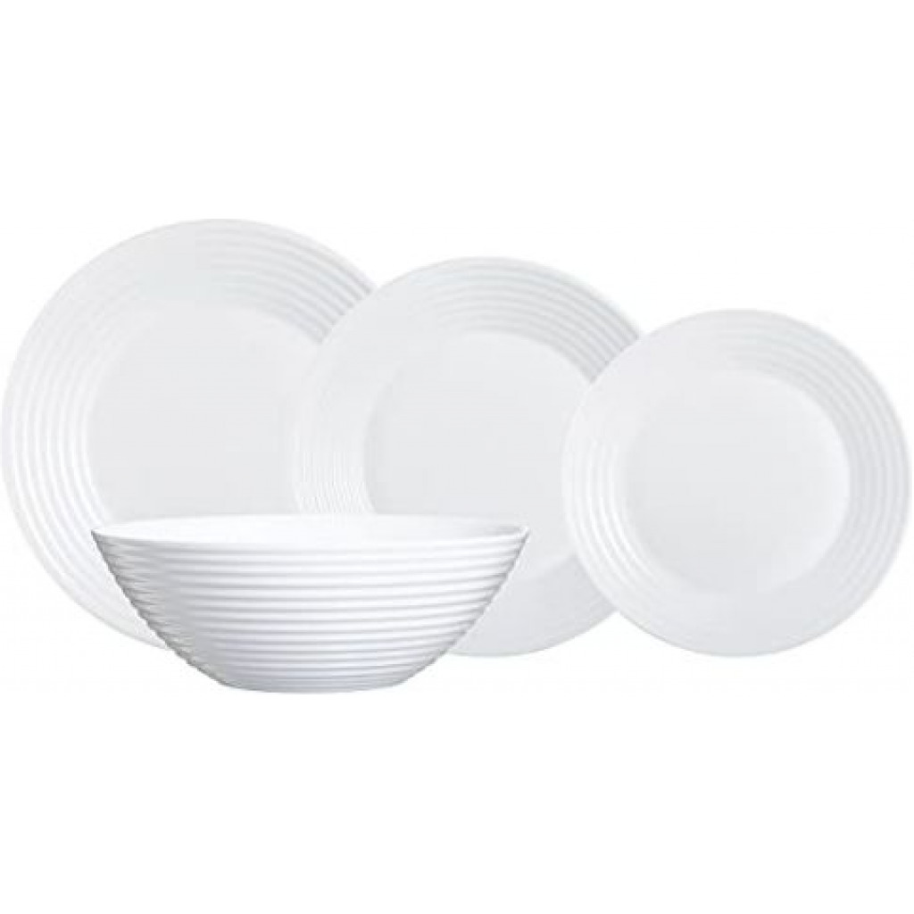 Luminarc 18 Piece Plates, Side Plates And Bowls Dinner Set, White