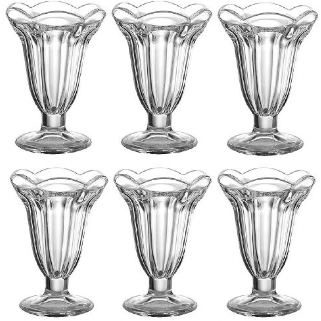 6 Pieces Of Flower Ice Cream Glasses Cups, Dessert Sundae Bowls-Colorless