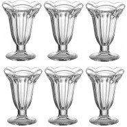 6 Pieces Of Flower Ice Cream Glasses Cups, Dessert Sundae Bowls-Colorless