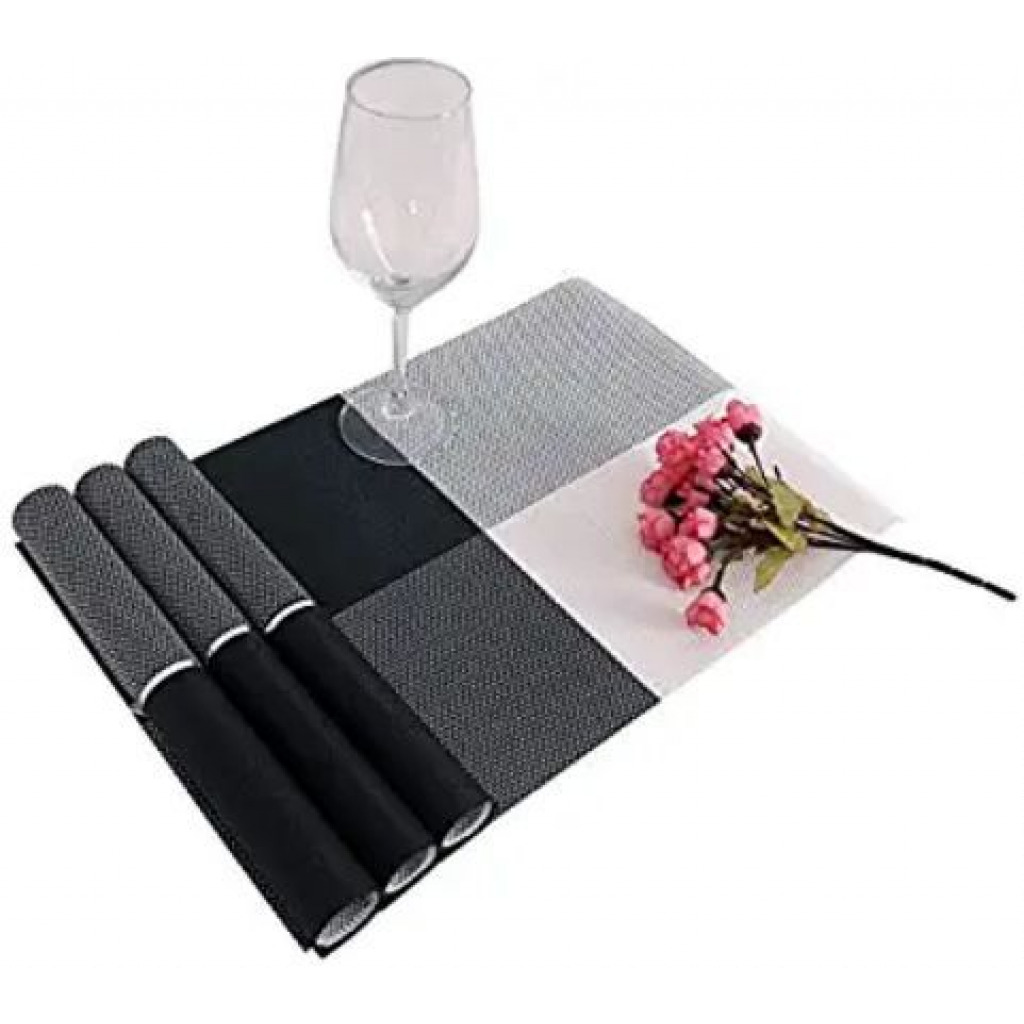6 Pieces Of Placemats Table Mats With a Runner – Black Tabletop Accessories TilyExpress 4