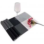 6 Pieces Of Placemats Table Mats With a Runner - Black