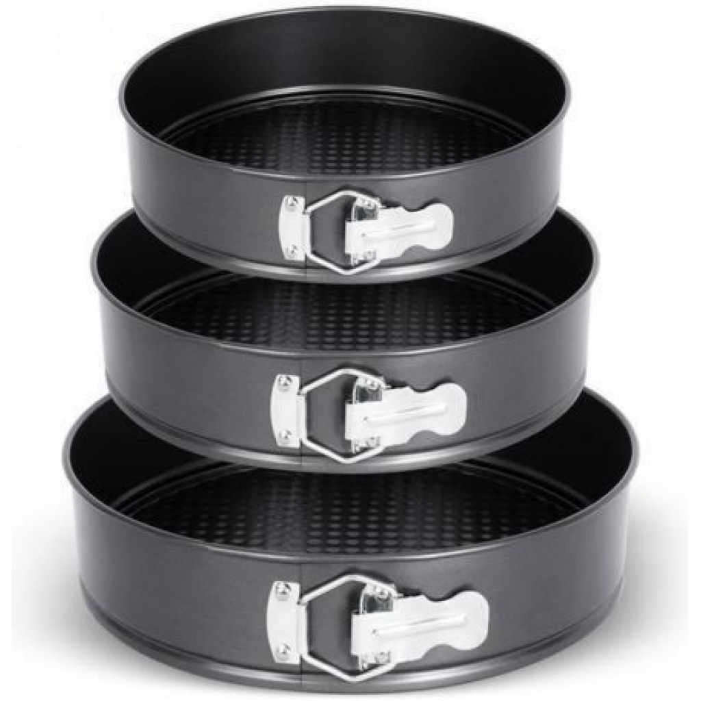 3 Pieces Of Round Baking Cake Mould Pans Trays- Black Bakeware Sets TilyExpress 3