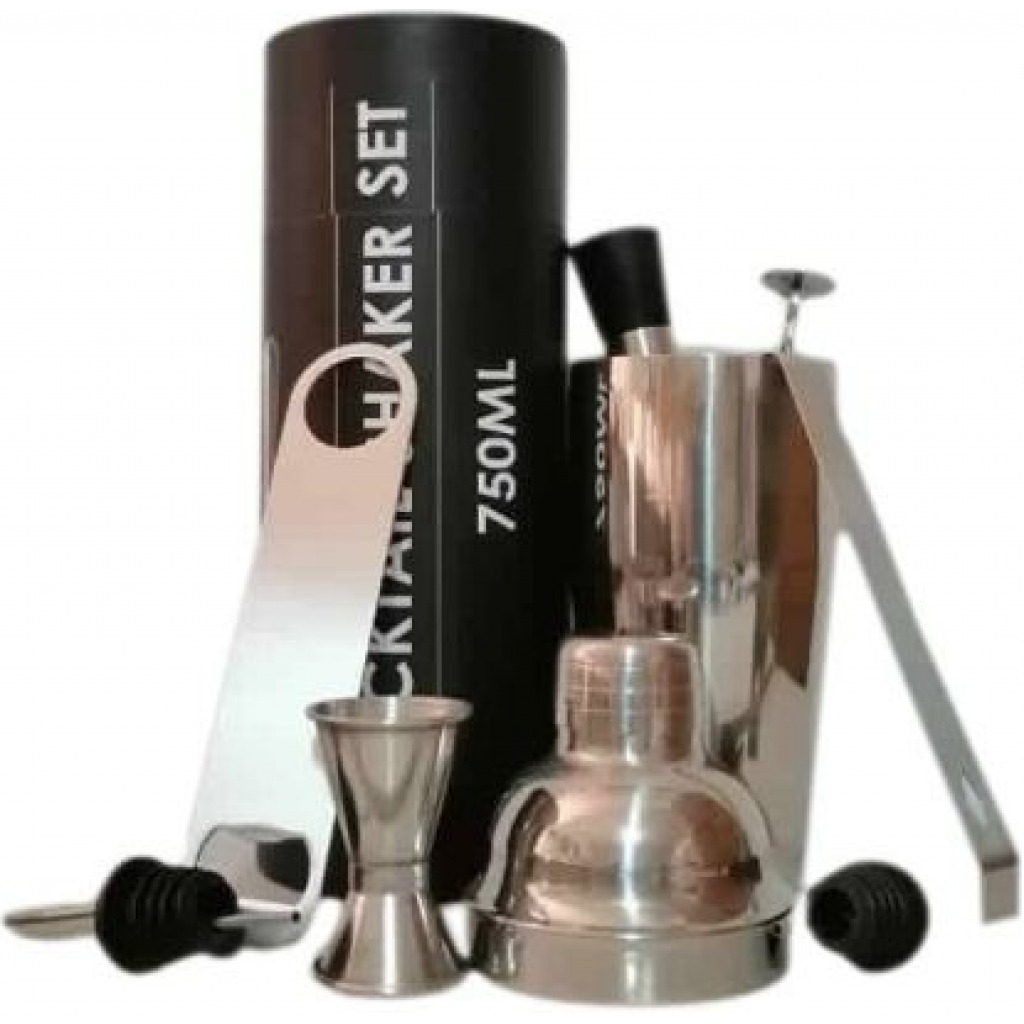 Cocktail Shaker Set, 8 Piece Bartender Drink Mixing Kit-Silver