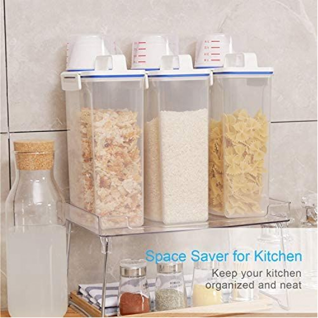 2 Litre Plastic Food Storage Rice Cereal Container Bin, White