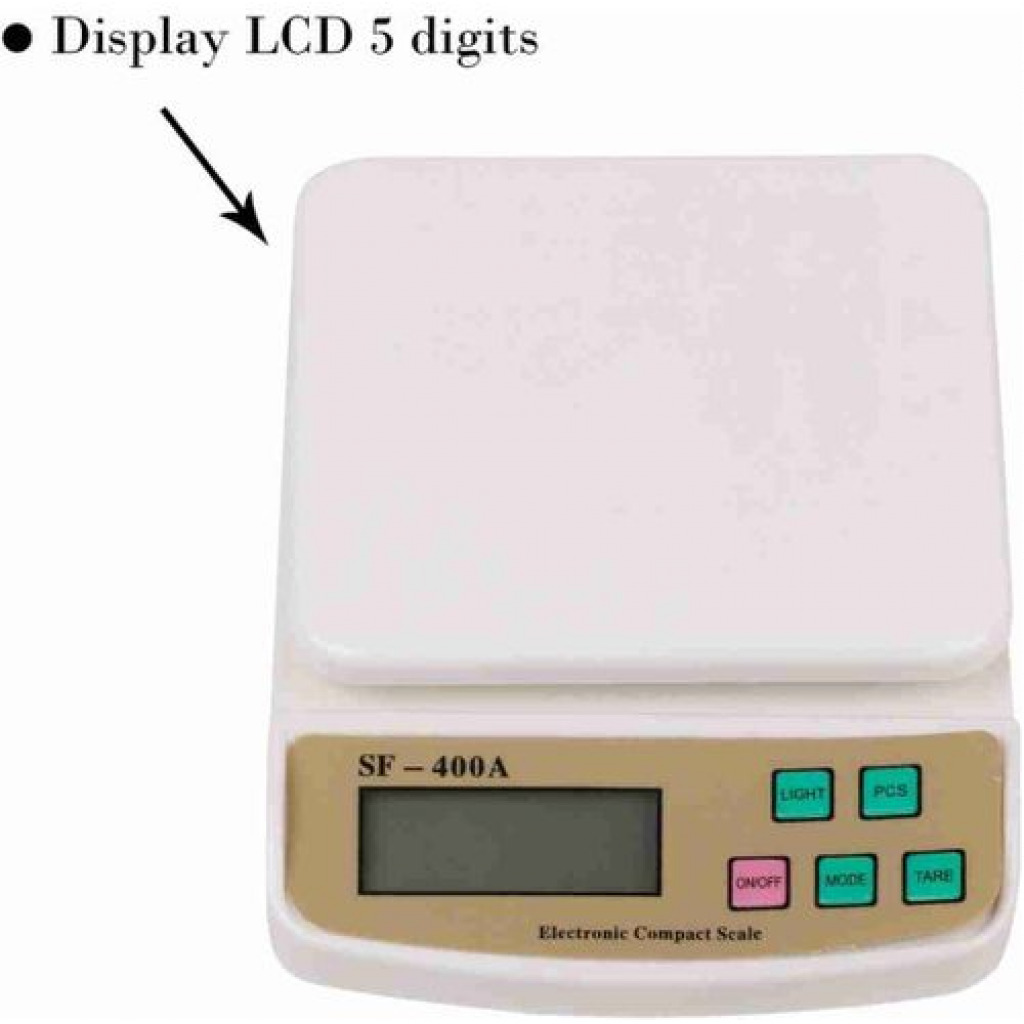 Multipurpose Digital Kitchen Weighing Scale With Max Capacity Of 10Kg- White