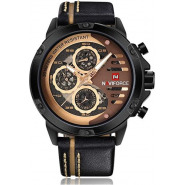 Naviforce Leather Strapped Chronograph Watch - Black