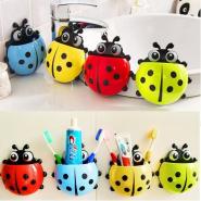 Ladybird Wall Mount Toothbrush Holder Storage Organizer Rack-Green.