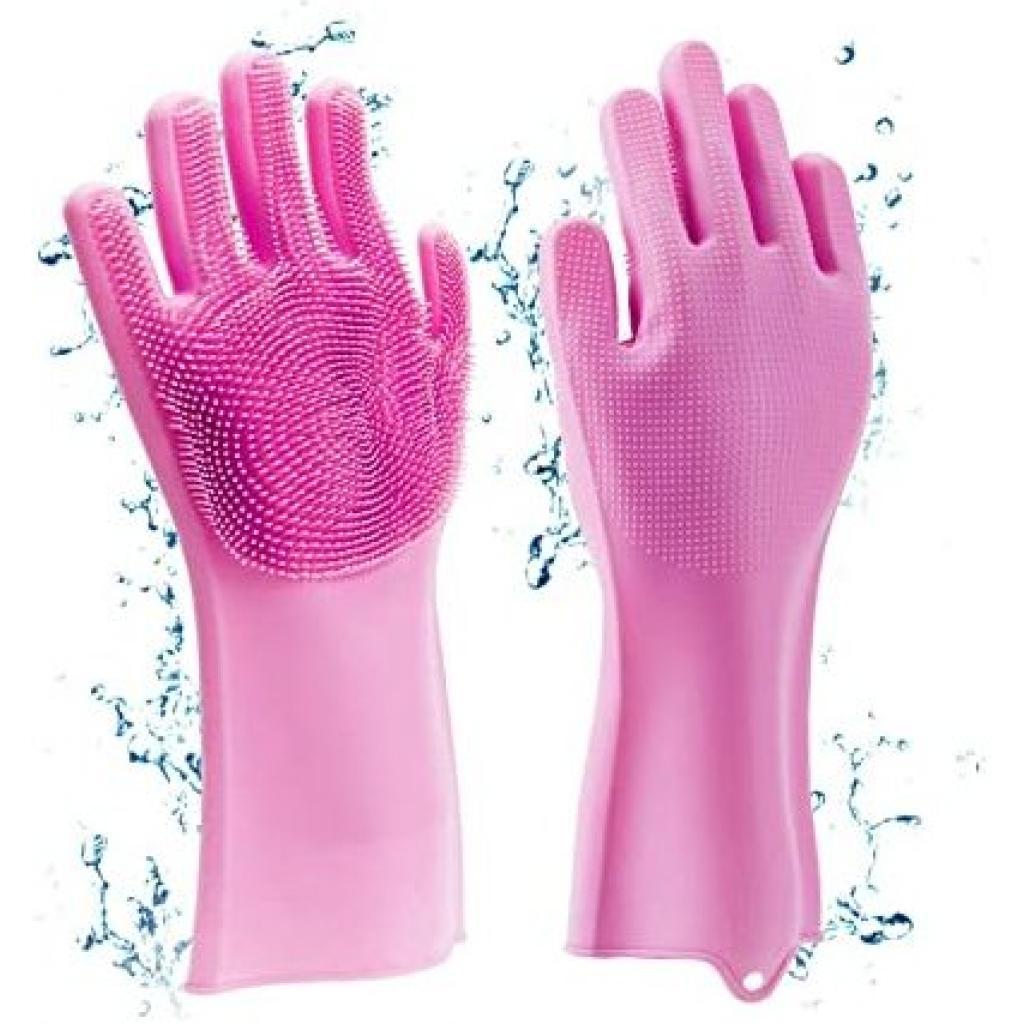 1 Pair Of Bathroom And Kitchen Silicone Cleaning Hand Gloves -Pink Gloves TilyExpress 2