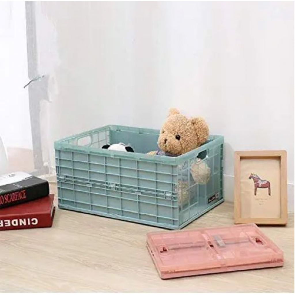 30*22*41cm Plastic Storage Container Basket Stack Foldable Organizer Box -Pink Baskets, Bins & Containers TilyExpress 2