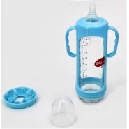 280ml Milk Glass Baby feeding Bottle - Blue