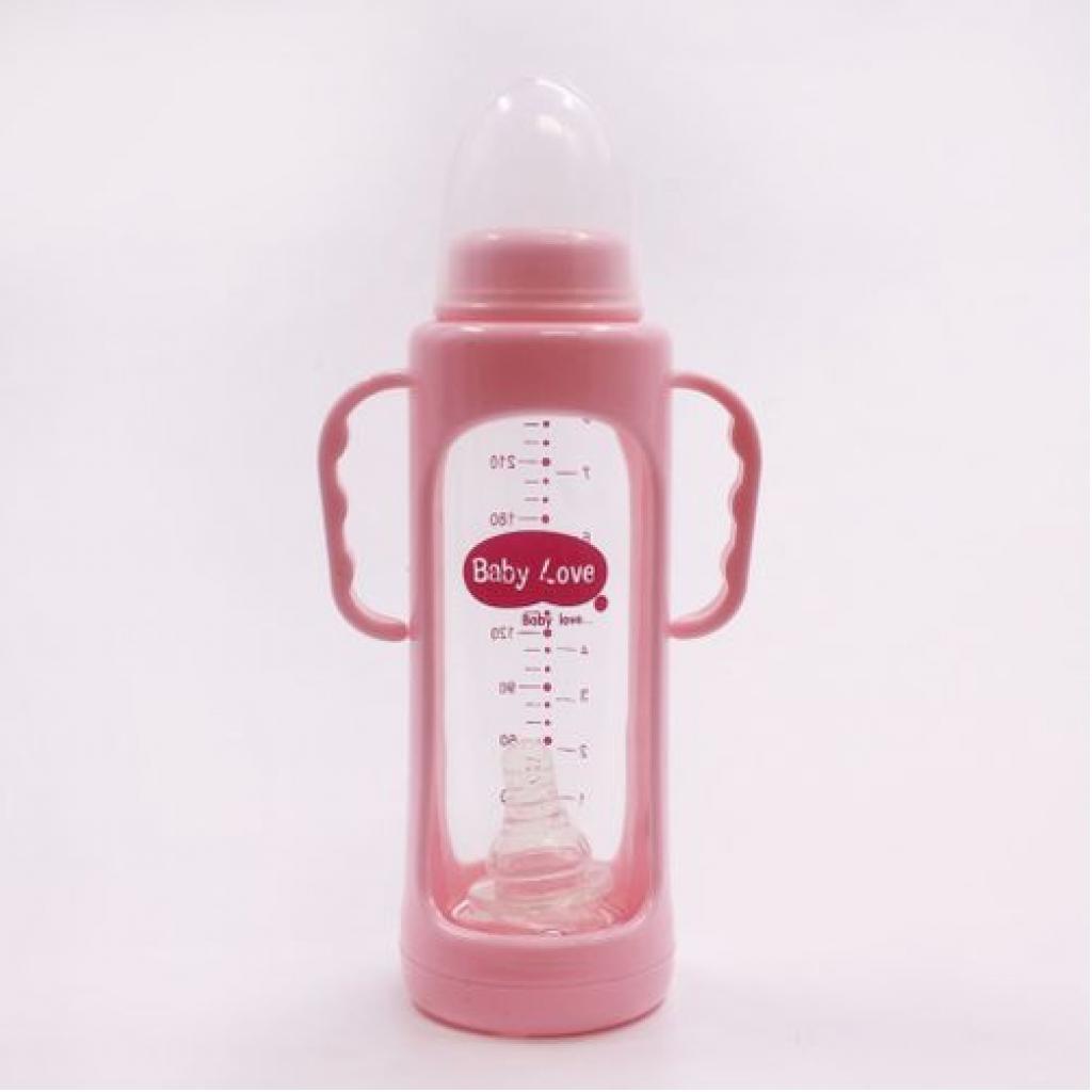 280ml Milk Glass Baby feeding Bottle - Pink