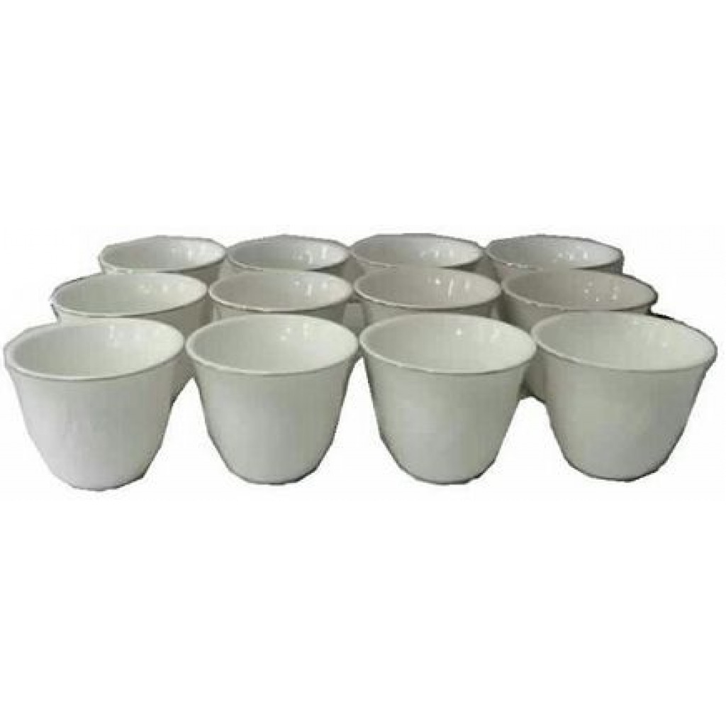 12 Pieces Of Cuppucino Latte Espresso Coffee Cups Tumblers - White