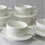 6 Pieces Of Cappuccino Latte Espresso Coffee Cups And 6 Saucers - White