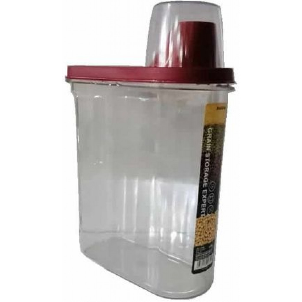 2.8 Litre Plastic Food Storage Grains Cereal Container Bin, Maroon