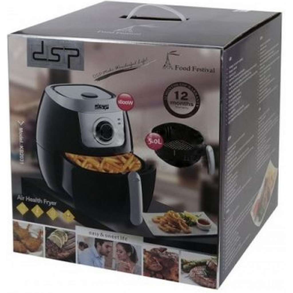 Dsp Health Electric Hot Grill Air Fryer 1800w 5L KB2031 - Black