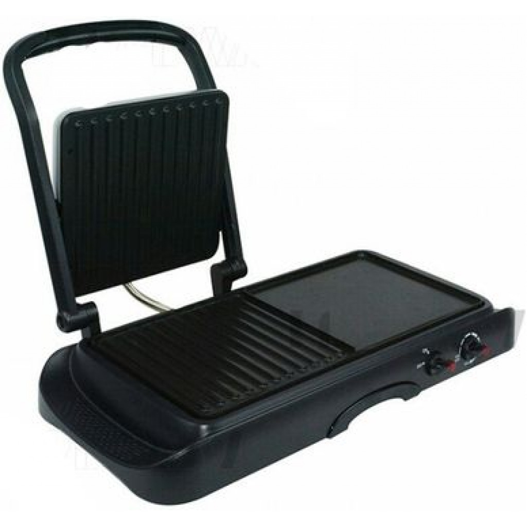 Dsp 2 in1 Dual Side & Griddle Non-Stick Electric BBQ Grill Press Frying Pan KB1050 - Black