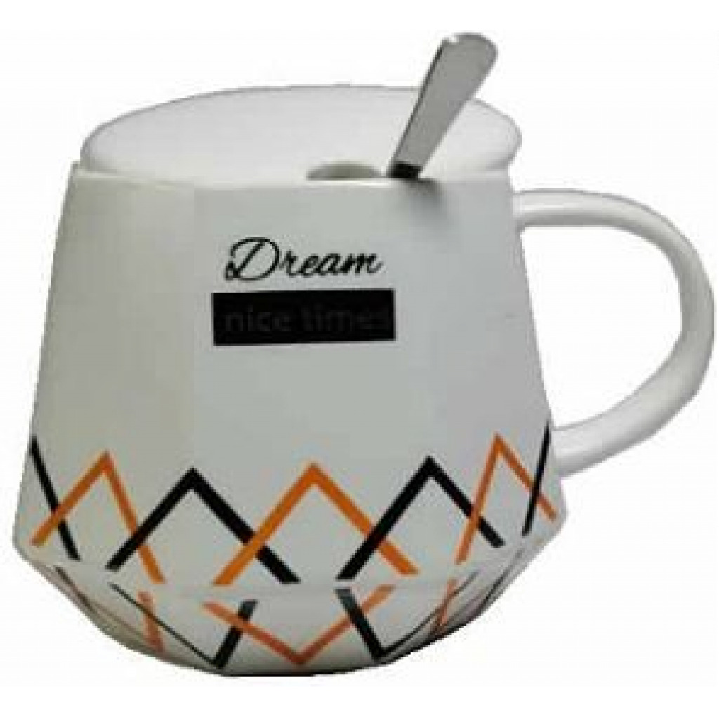 Portable Breakfast Coffee Mug, Tea Cup Gift Set -Cream