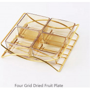 Nut Plate Glass Four Grid Snack Plate Candy Box Living Room Bar Ktv Snack Fruit Plate Serveware TilyExpress