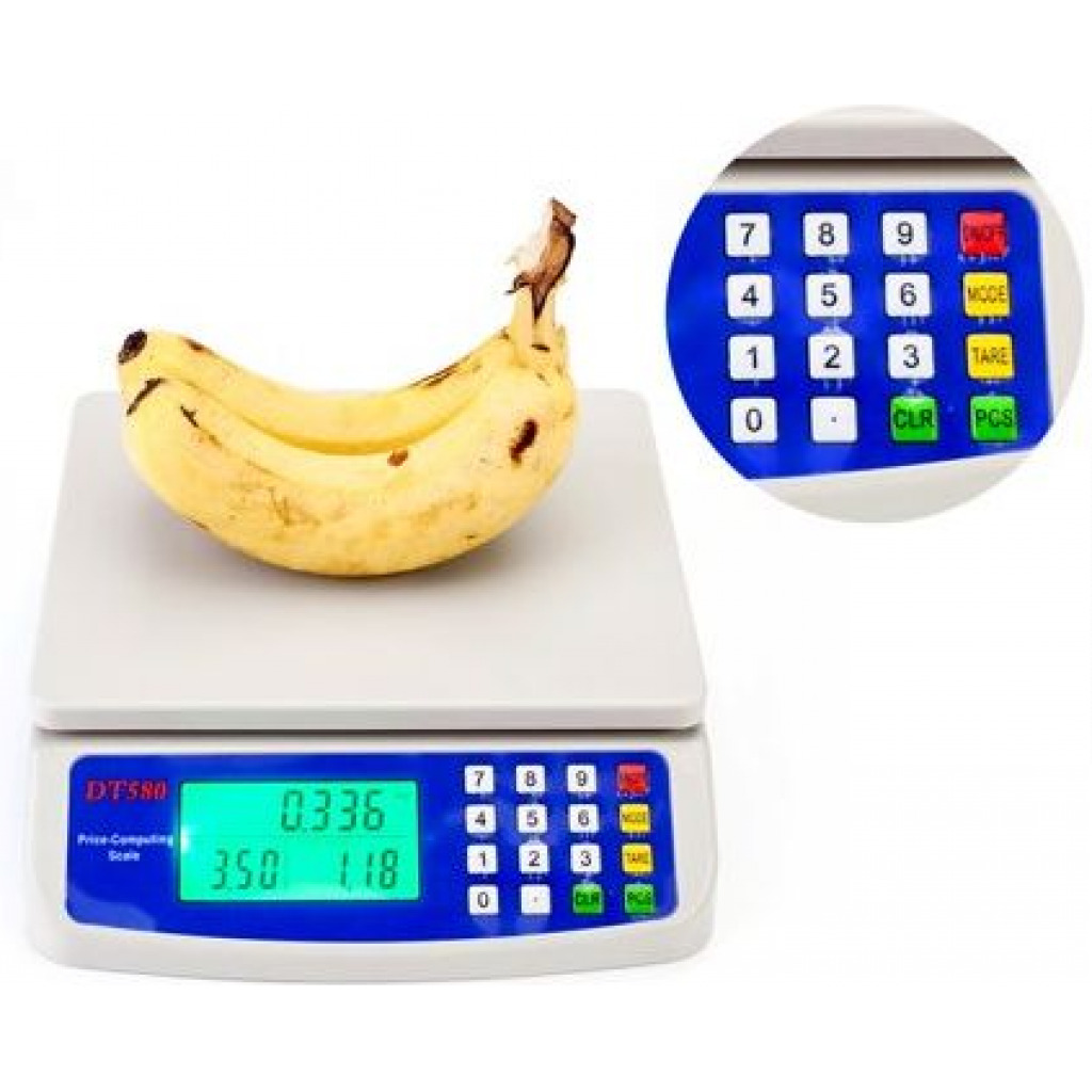 30kg Electronic Mini Digital Price Computing Weighing Scale LCD Display- White