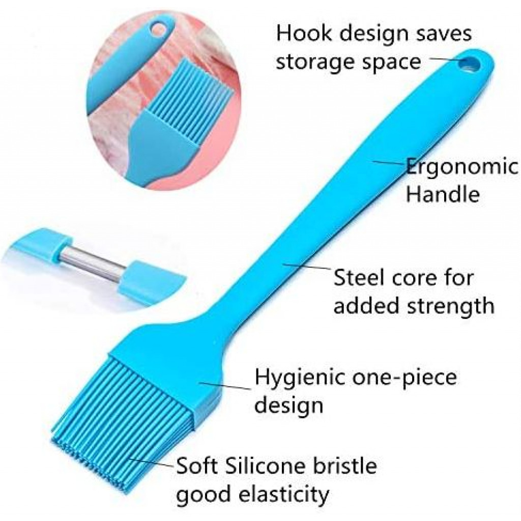 Silicone Basting Marinating Pastries, Grill BBQ Sauce Baking Oil Brush - Blue