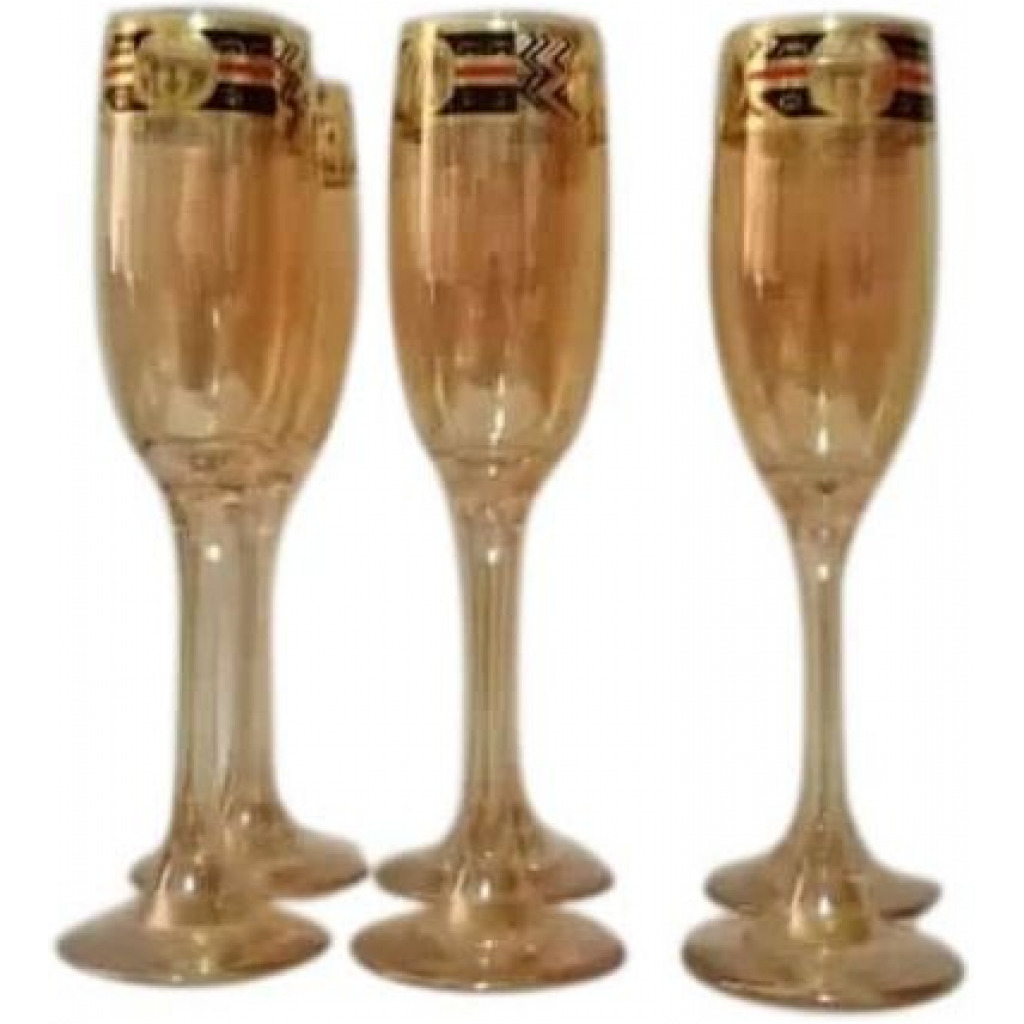 Gold Lead-free Juice, Champagne Wine Glasses- 6 Pieces,Brown Bar Cocktail & Wine Glasses TilyExpress 2