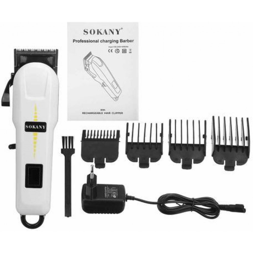 Sokany Rechargeable Hair Clipper Shaving Machine - White