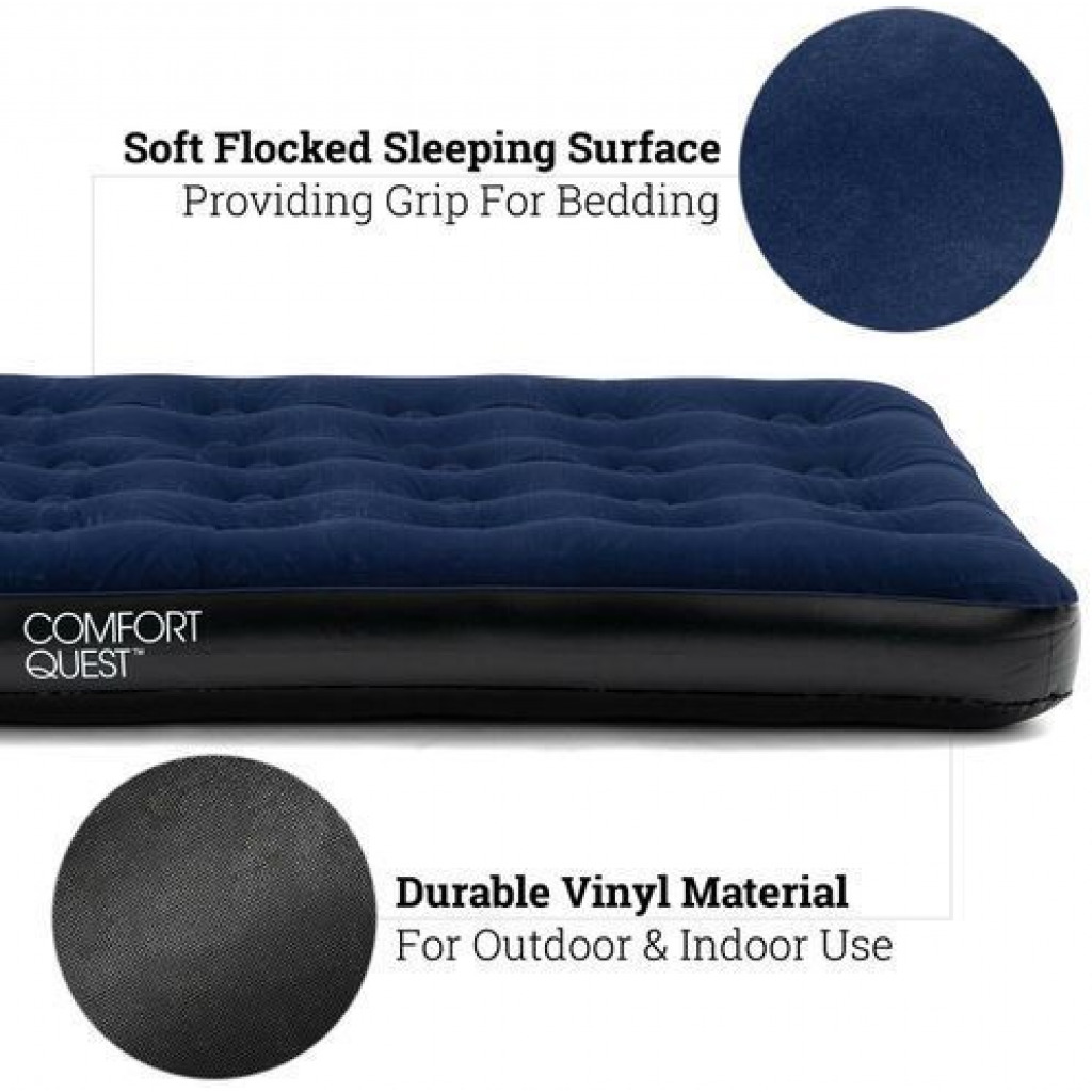 Intex Comfort Quest 5x6 Double Air Bed Inflatable Camping Mattress - Navy Blue