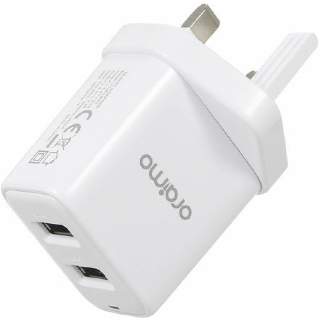 Oraimo Phone Charger UK Dual USB OCW-U63D White