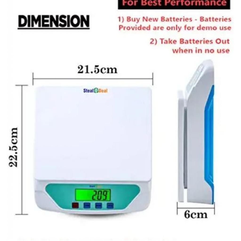 Electronic Digital Compact Kitchen Weighing Scale (25Kg) With Batteries- White