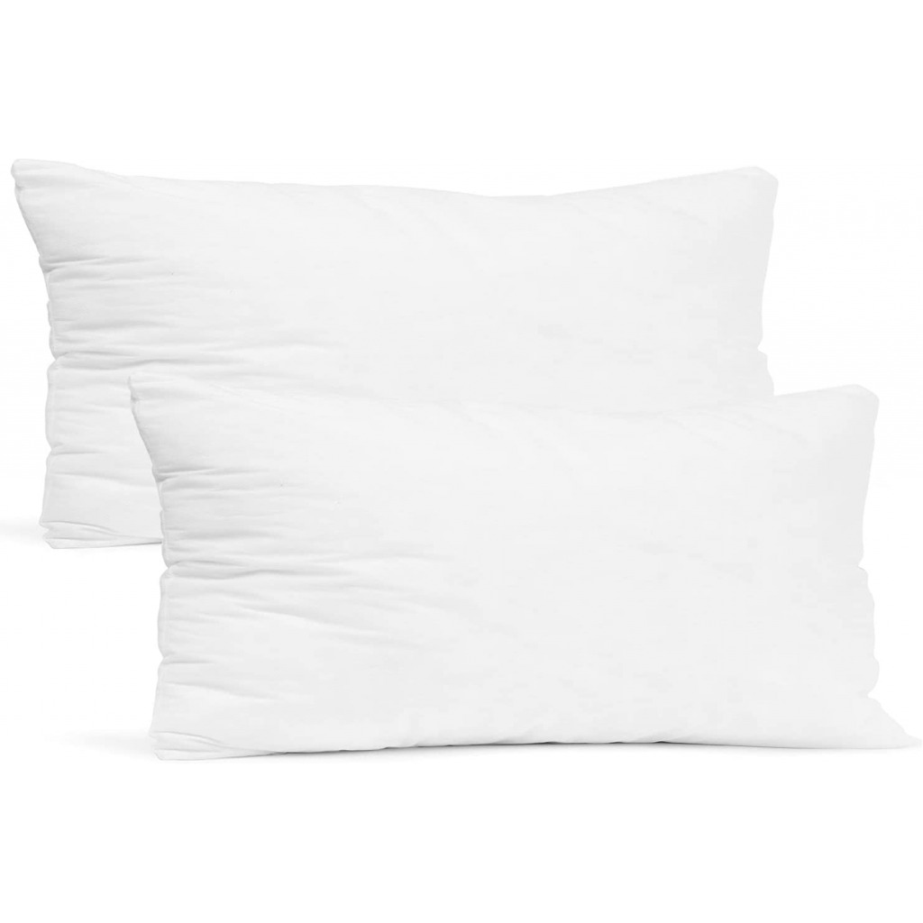 Set of 2 Rectangular Fibre Pillows – White Bed Pillows TilyExpress