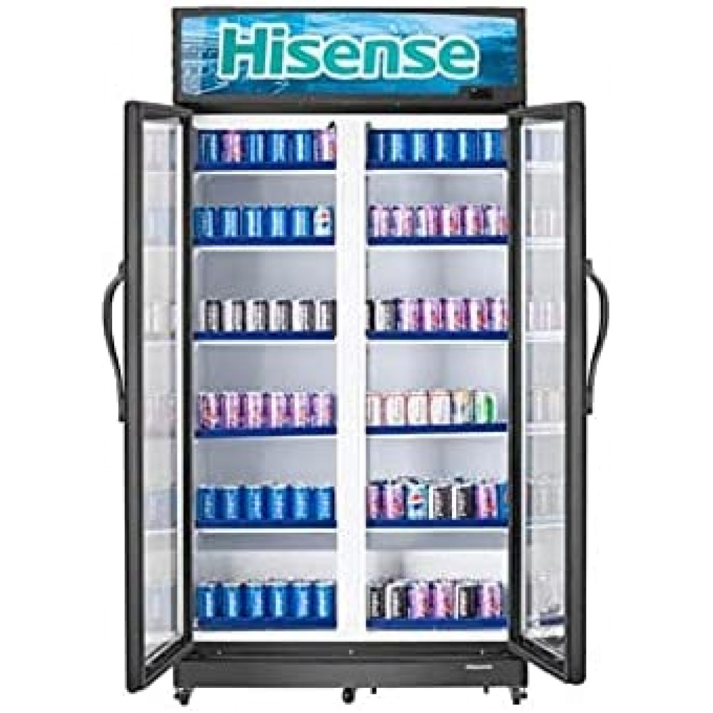 Hisense 990 Liter Double Door Display Cooler FL99WCD1; Vertical Display Chiller, Double Display Showcase Refrigerator