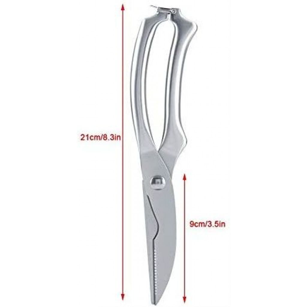 Professional Steel Poultry Kitchen Scissors For Chicken, Meat, BBQ-Silver.