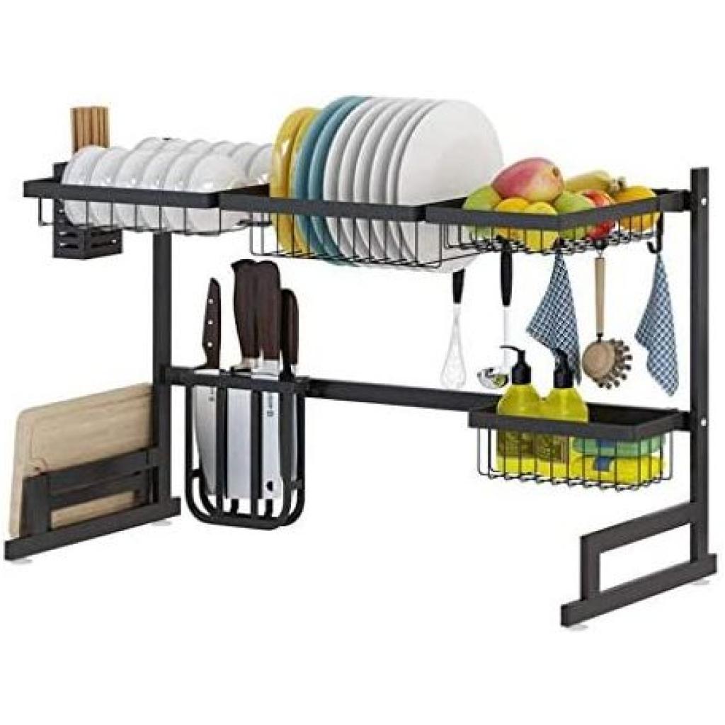 Dish Drying Draining Rack, Over The Sink Display Stand Utensils Storage Organizer -Black