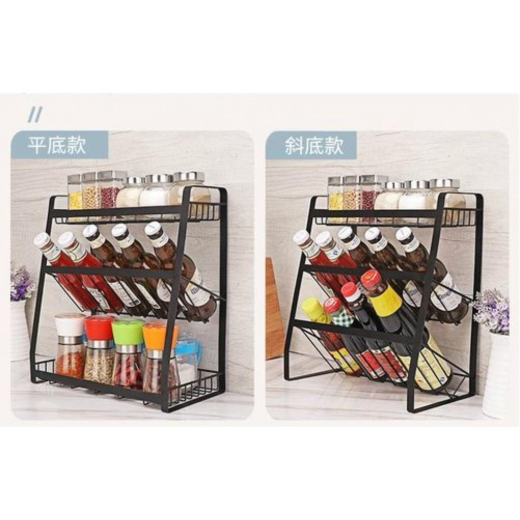 3-Tier Kitchen Spice Rack Condiment Storage Seasoning Pantry Organizer -Black