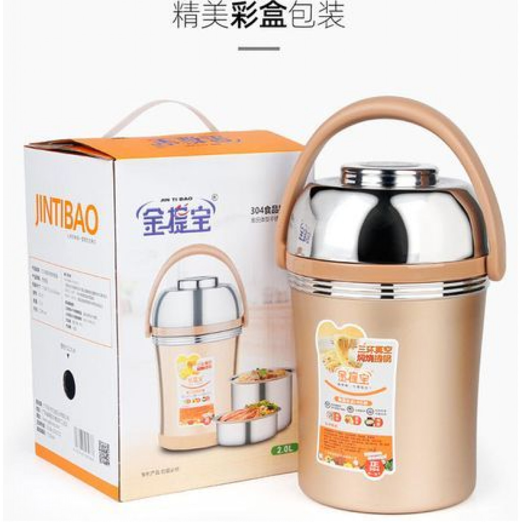 2.5 Litre Stainless Steel Food Flask Storage Lunch Box Container-Brown Lunch Boxes TilyExpress 2