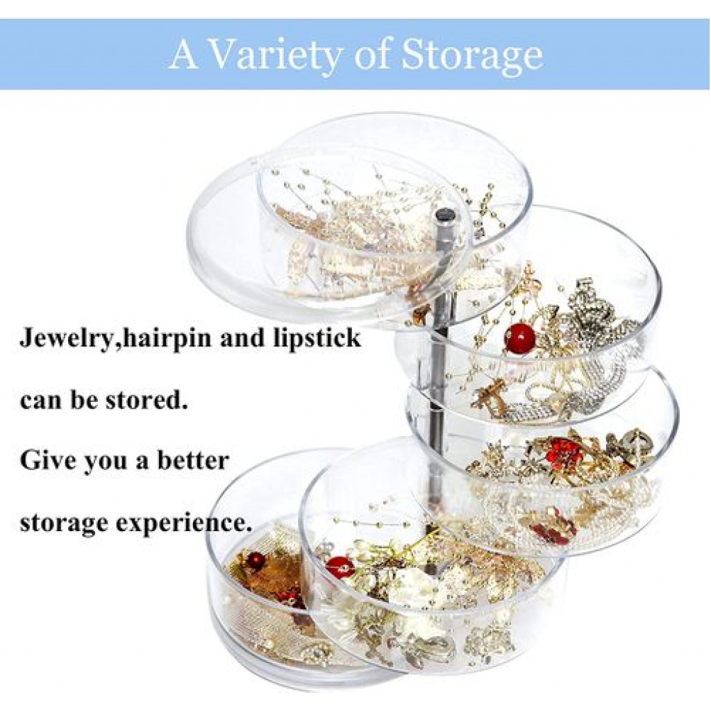 Rotating Jewelry Box Earrings Hair Ring Multi-function Storage rack -Colorless