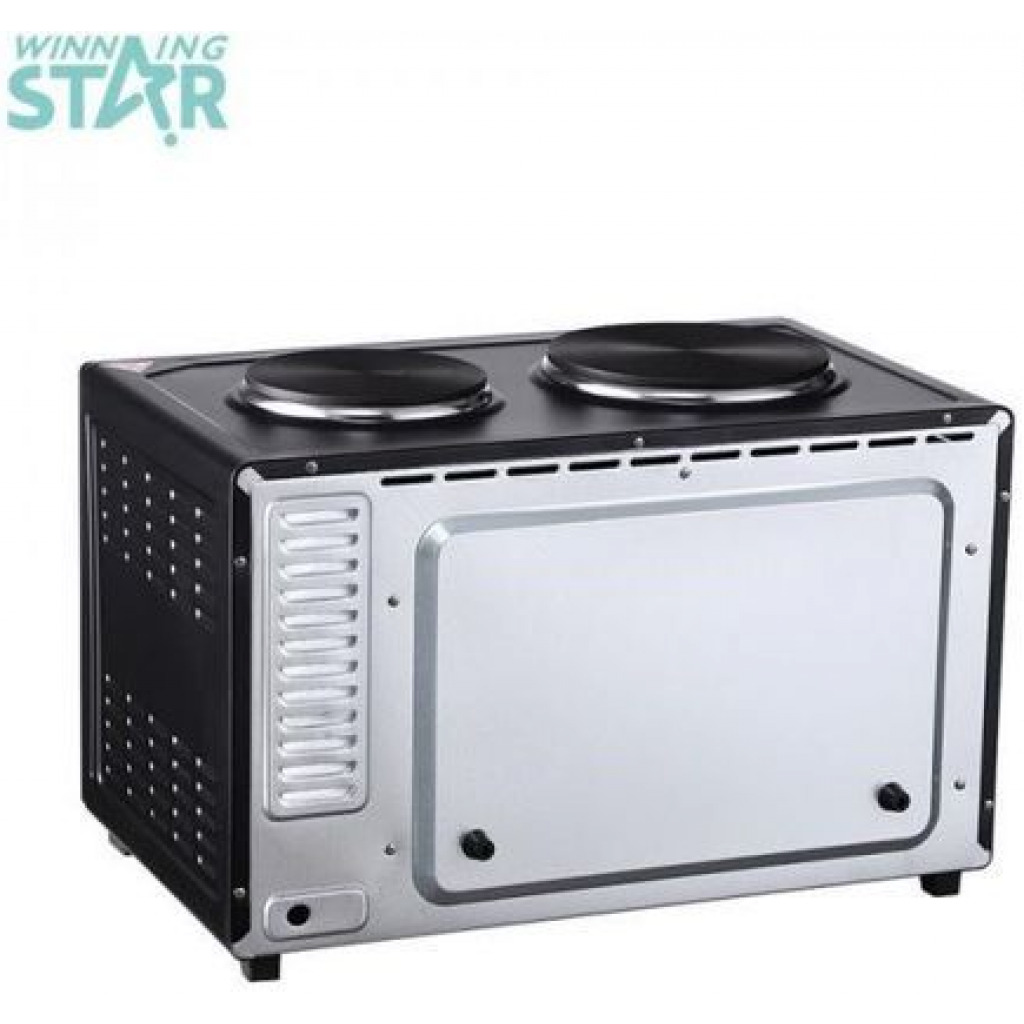 Winningstar 40 Litres Electric Oven Cooker With 2 Hot Plates- Black