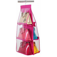 6 Pocket Handbag Storage Hanging Purse Organizer – Pink Space Saver Bags TilyExpress 2