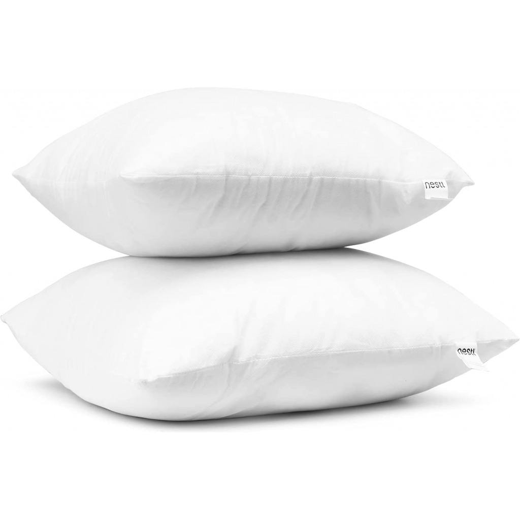 Set of 2 Rectangular Fibre Pillows – White Bed Pillows TilyExpress 12
