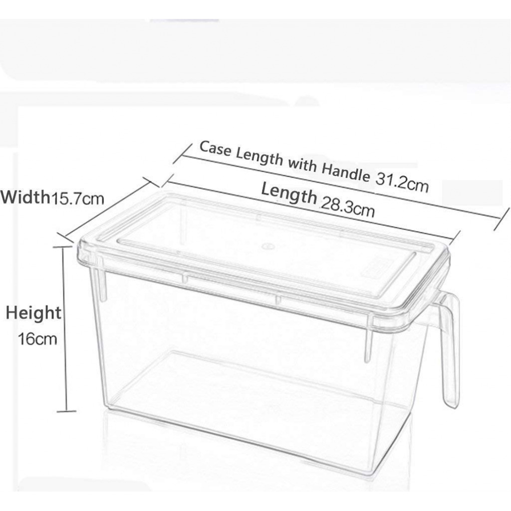 ABS Plastic Fridge Storage Box with Handle and Cover Containers Set for Vegetables, Fruits, Fish, and Egg ( Transparent)