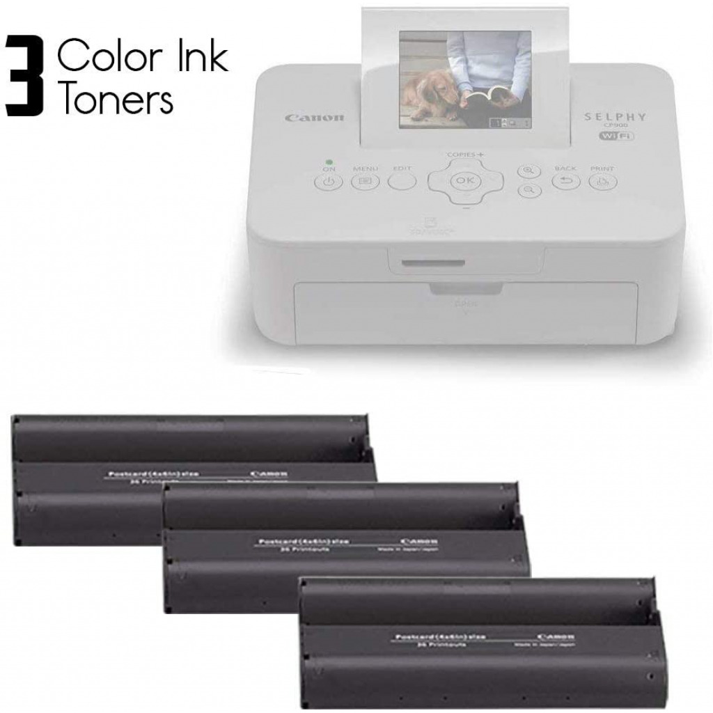 Canon Catridge , Printer Photo Paper, KP-108IN / KP108 | Color Ink Paper - Includes (4x6) 108 Ink Paper Sheets + 3 Ink toners for Canon Selphy CP1300, CP1200, CP910, CP900 Compact Photo Printers