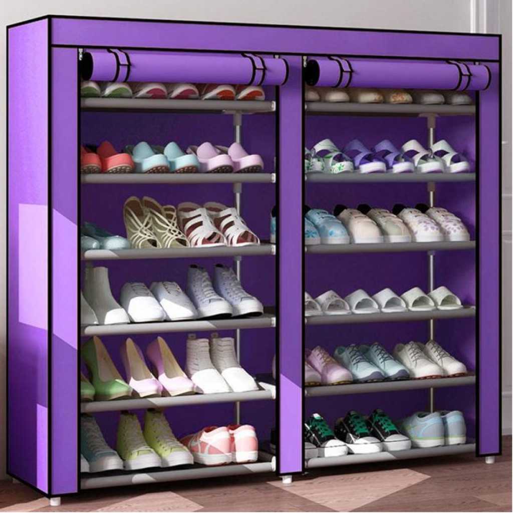 Tier Shoe Rack Storage Organizer, 36 Pairs Portable Double Row Shoe Rack Shelf Cabinet Tower for Closet with Nonwoven Fabric Cover