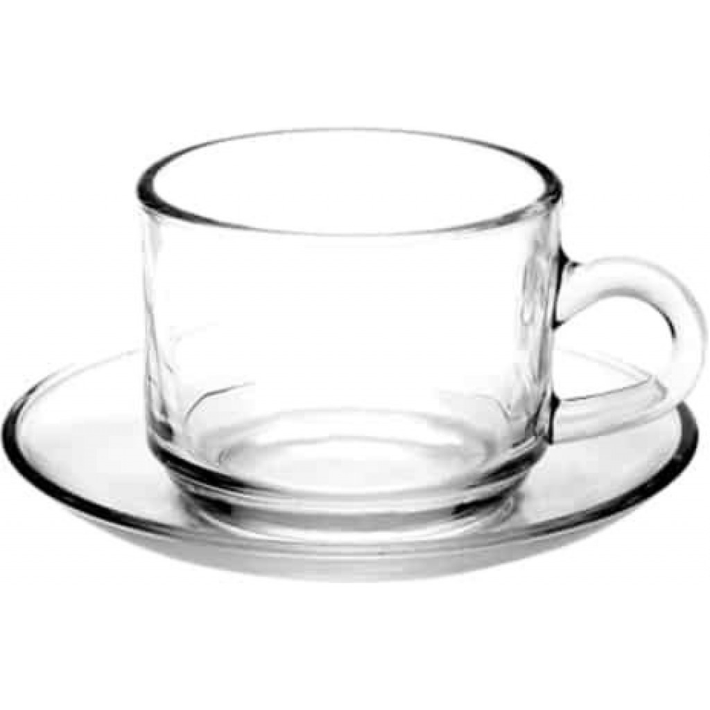 6 Pieces Of Cups And 6 Saucers - Colourless