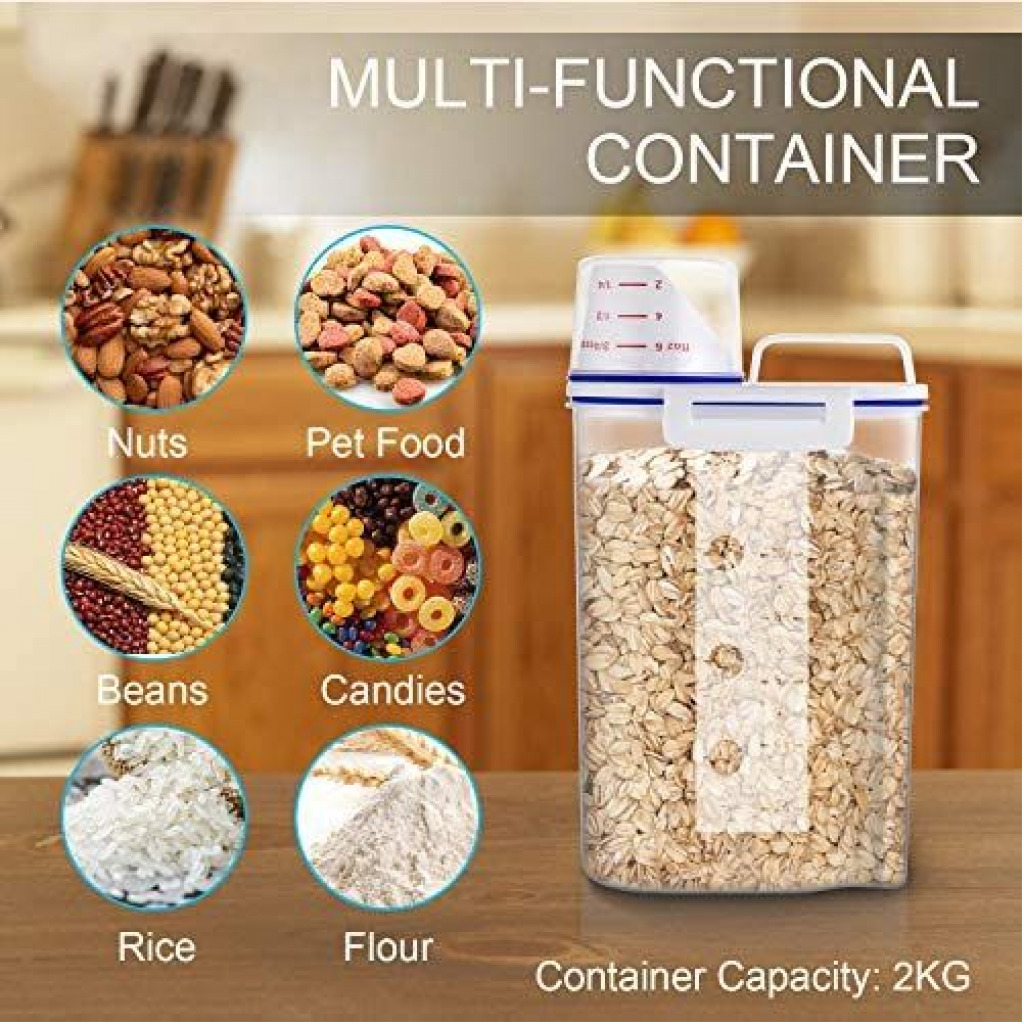 2 Litre Plastic Food Storage Rice Cereal Container Bin, White Food Savers & Storage Containers TilyExpress 8