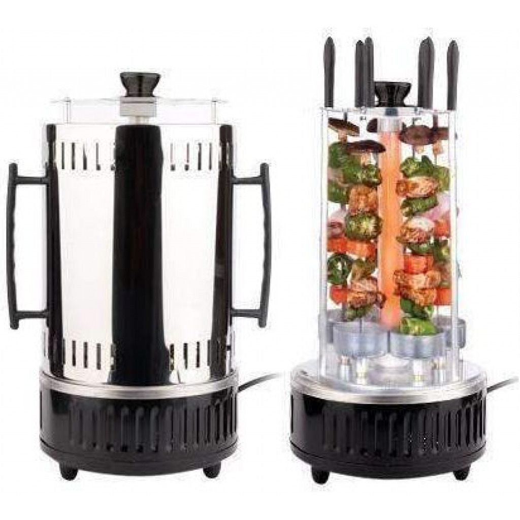 Electric Meat Vegetable Barbecue Kebab Machine Maker – 6 Forks, Silver Contact Grills TilyExpress 10
