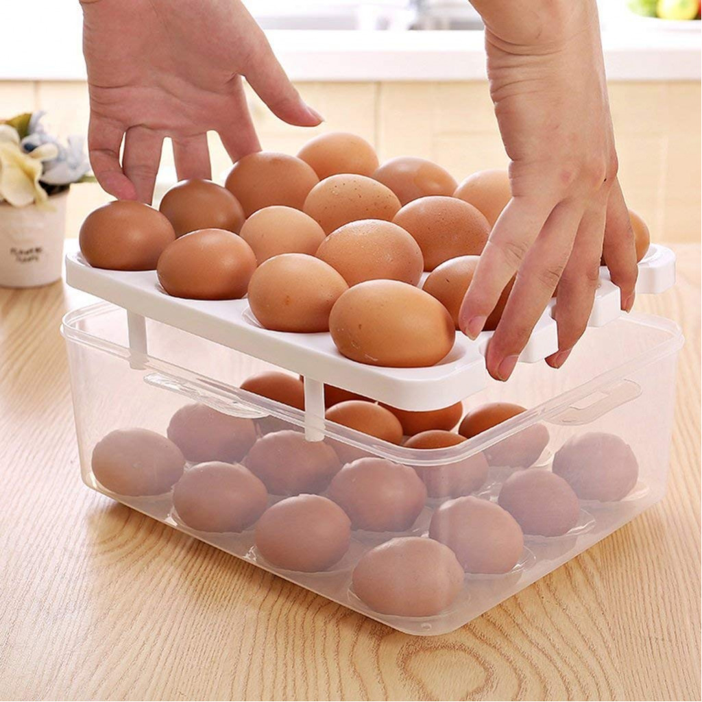 Supreme Mall Double Layer 32 Eggs Storage Box (Multicolour)