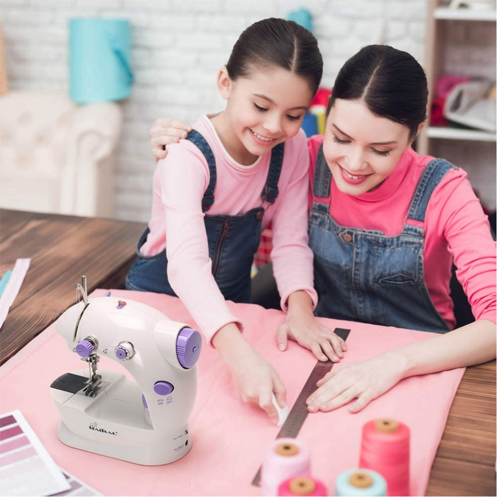 Mini Sewing Machine, Portable Sewing Machine Adjustable 2-Speed Double Thread with Foot Pedal